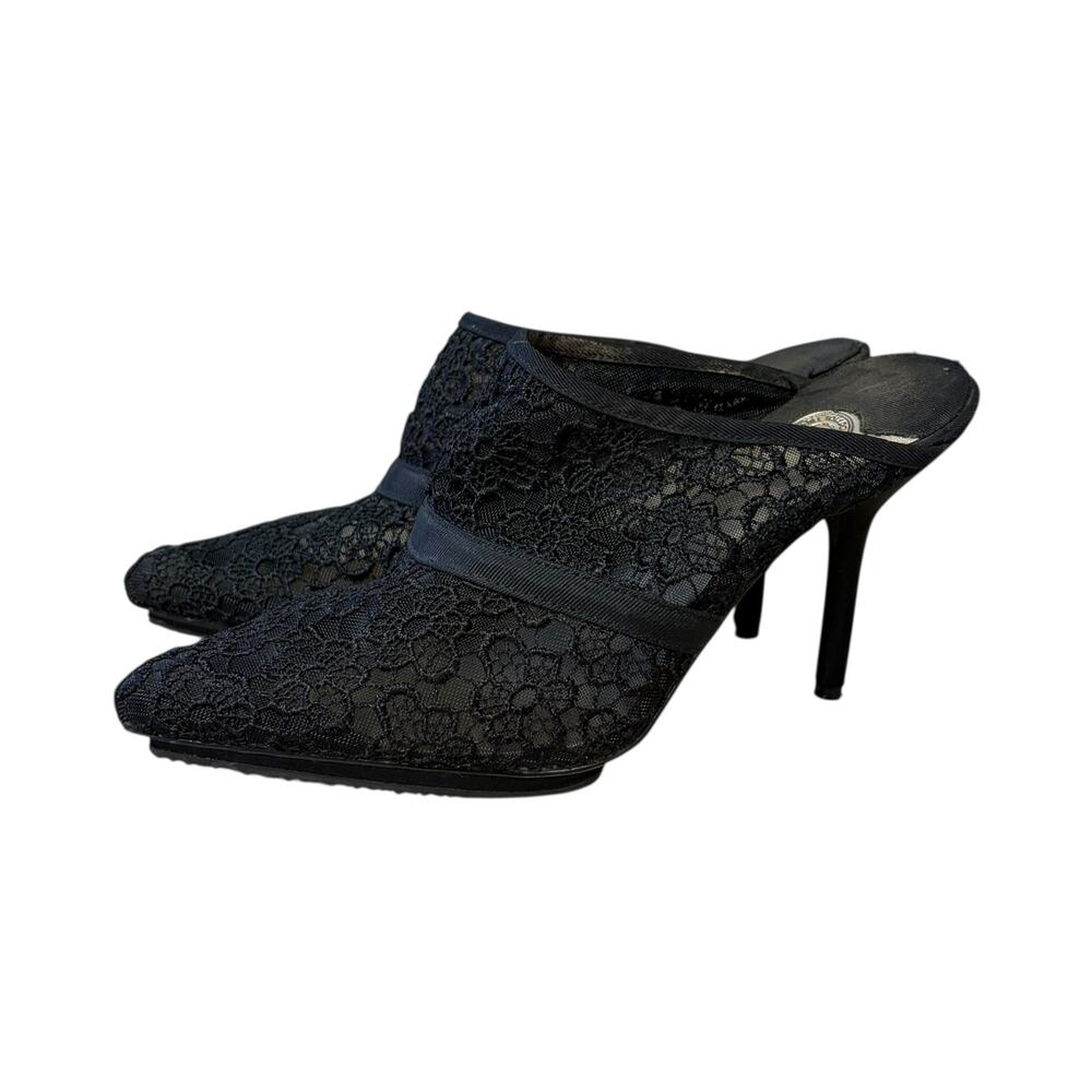 Vintage Isabel Toledo Black‎ Lace Mules Y2K - Size 7